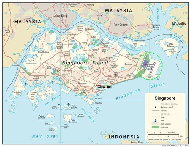 Mapa lotnisk w Singapurze