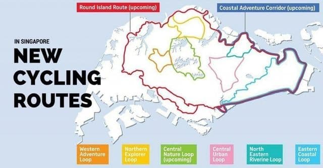 Singapurska mapa ścieżek rowerowych
