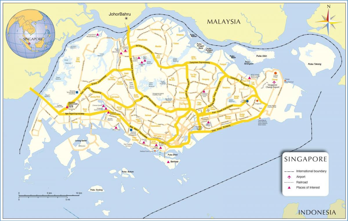Singapur na mapie Singapuru